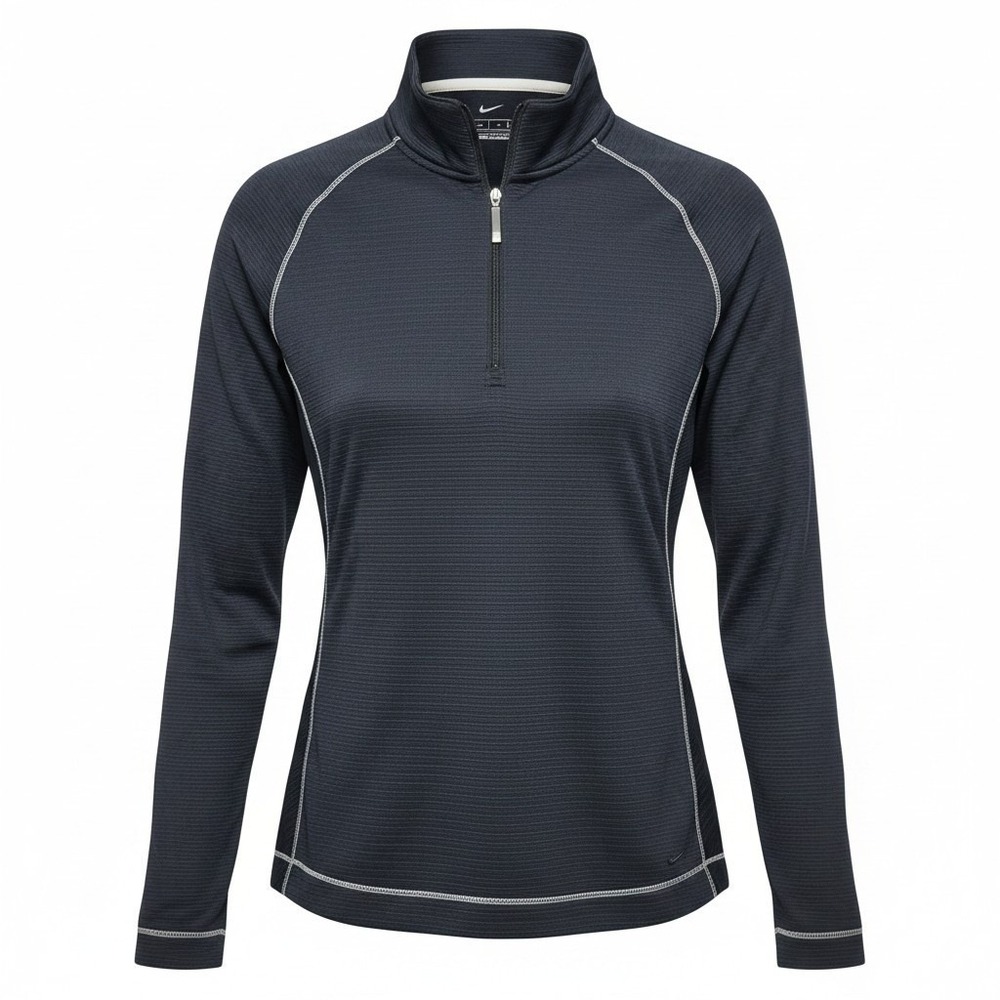 Nike Golf Womens Fit Dry Quarter Zip Pullover Black Ribbed Top Size‎ Medium